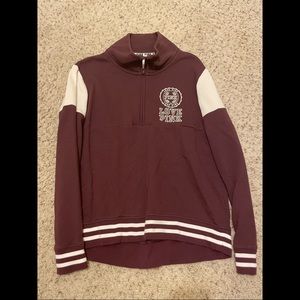 pink quarter zip sweatshirt